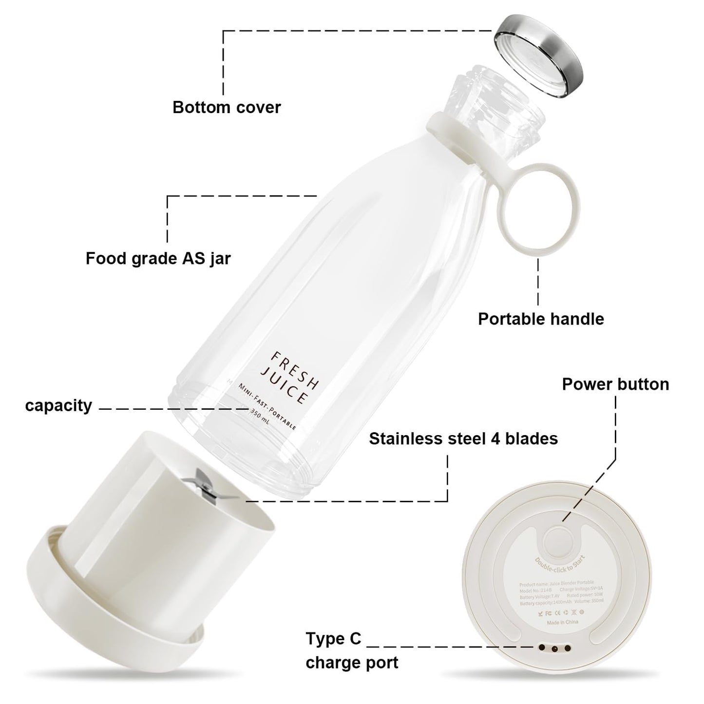 Electric Portable Mini Fruit Juicer Bottle