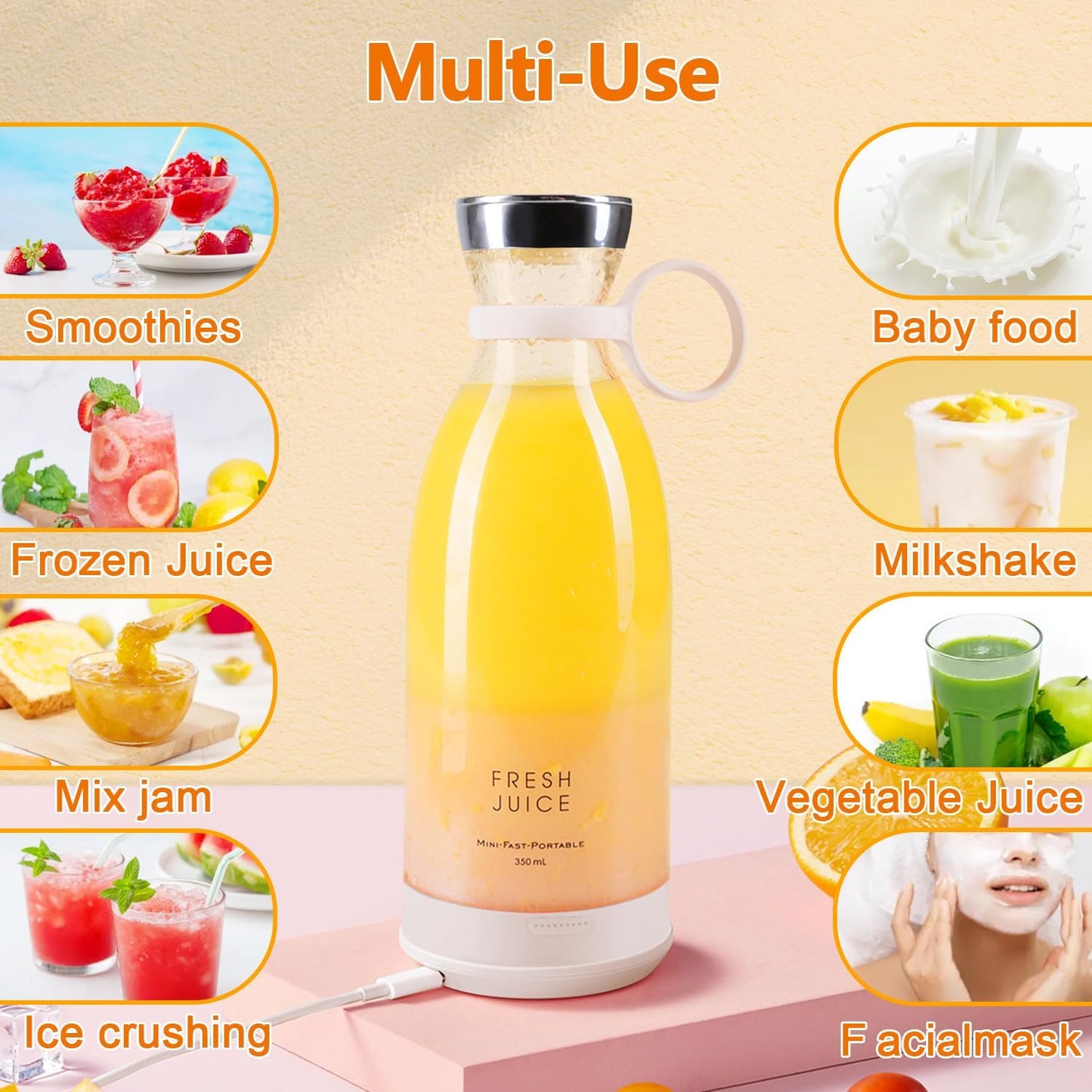 Electric Portable Mini Fruit Juicer Bottle